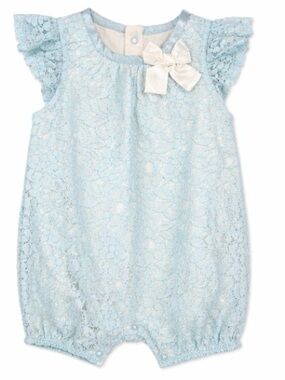 Cat & Jack Baby Lace Romper 12M Blue Floral One-Piece NWT